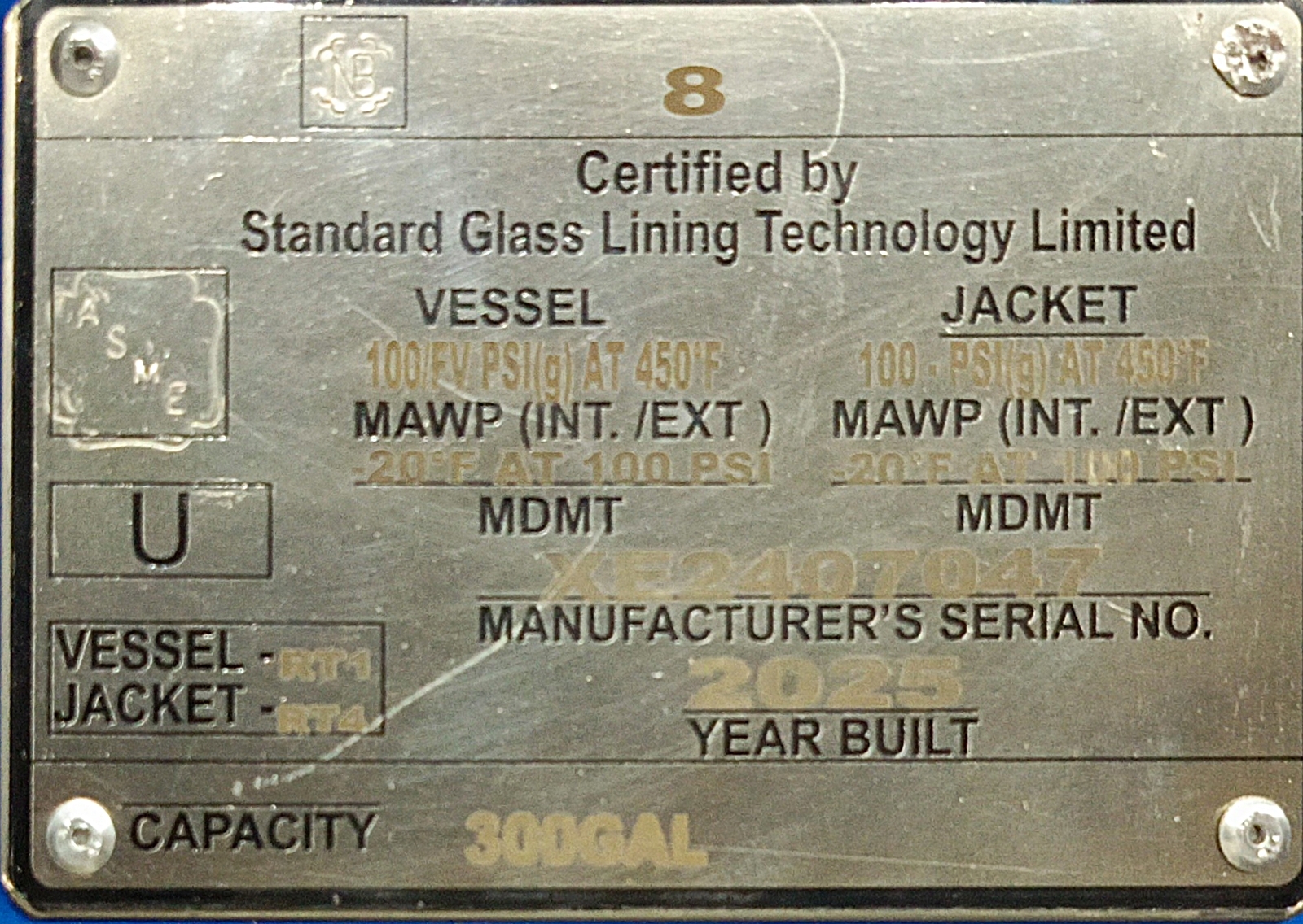 New Glasslined UGE UA-300 Batch Type Reactor Body - IPP# 246494