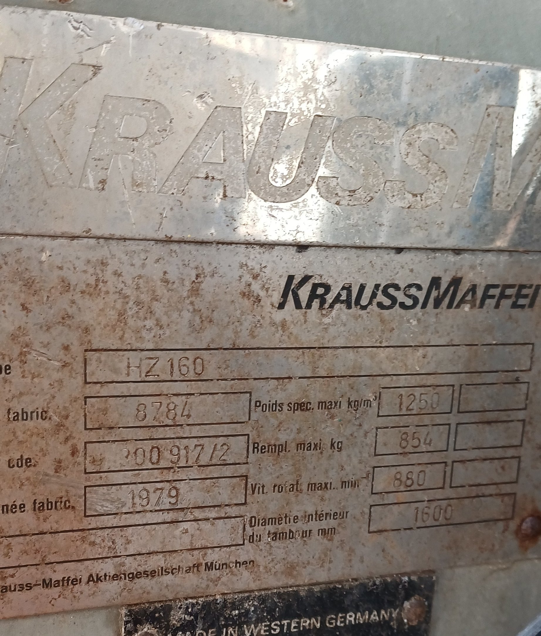 Stainless Steel 316 Krauss Maffei HZ160 Centrifuge-Peeler - IPP# 246419