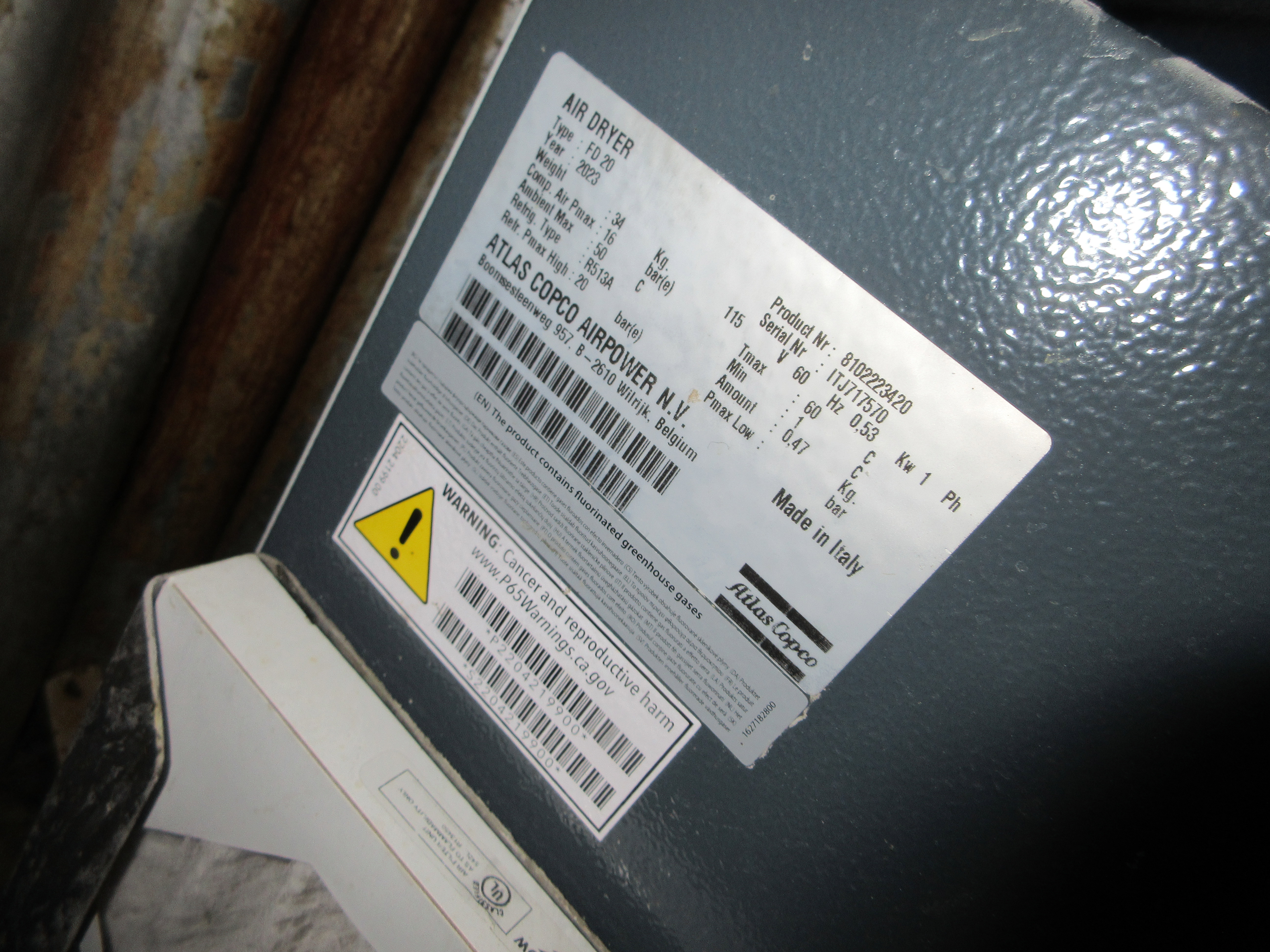  Carbon Steel Refrigerant/Heat Dryer-Air 71.4 m3/h (42 CFM) For Sale - IPP# 246766