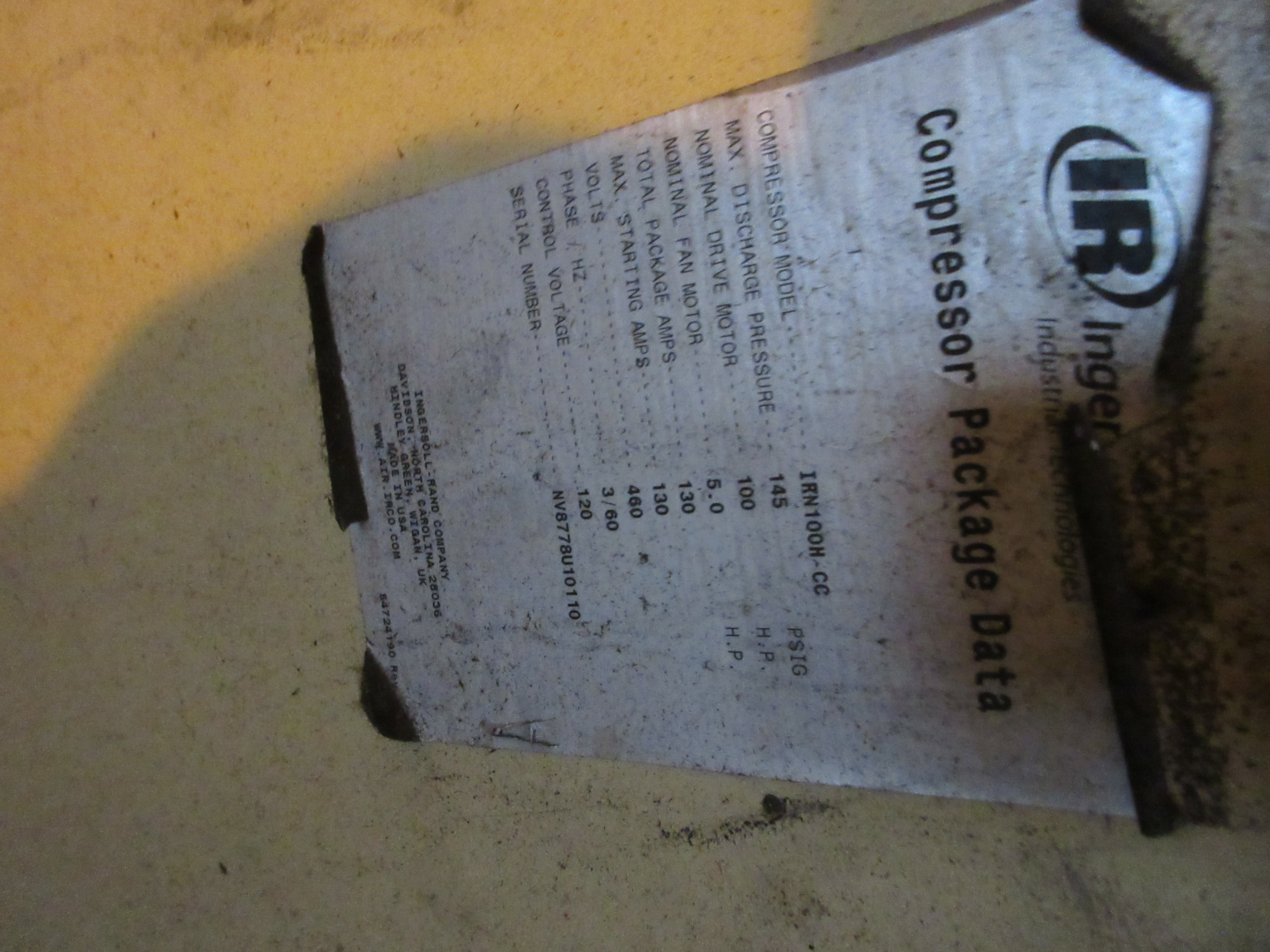 Carbon Steel Ingersoll Rand IRN100H-22 Centrifugal Compressor - IPP# 246809