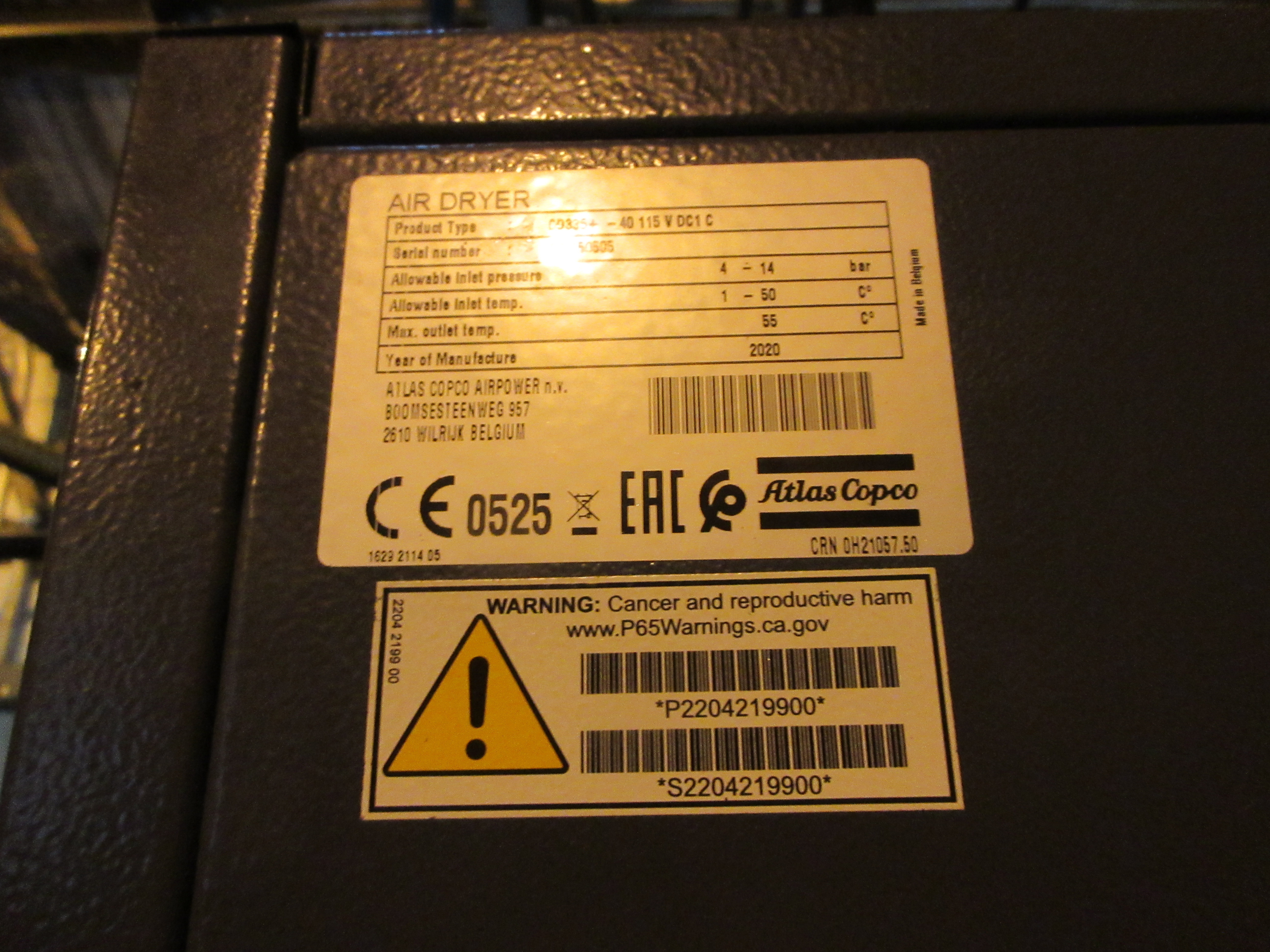 Carbon Steel Atlas Copco CD335+ Refrigerant/Heat Dryer-Air - IPP# 246811