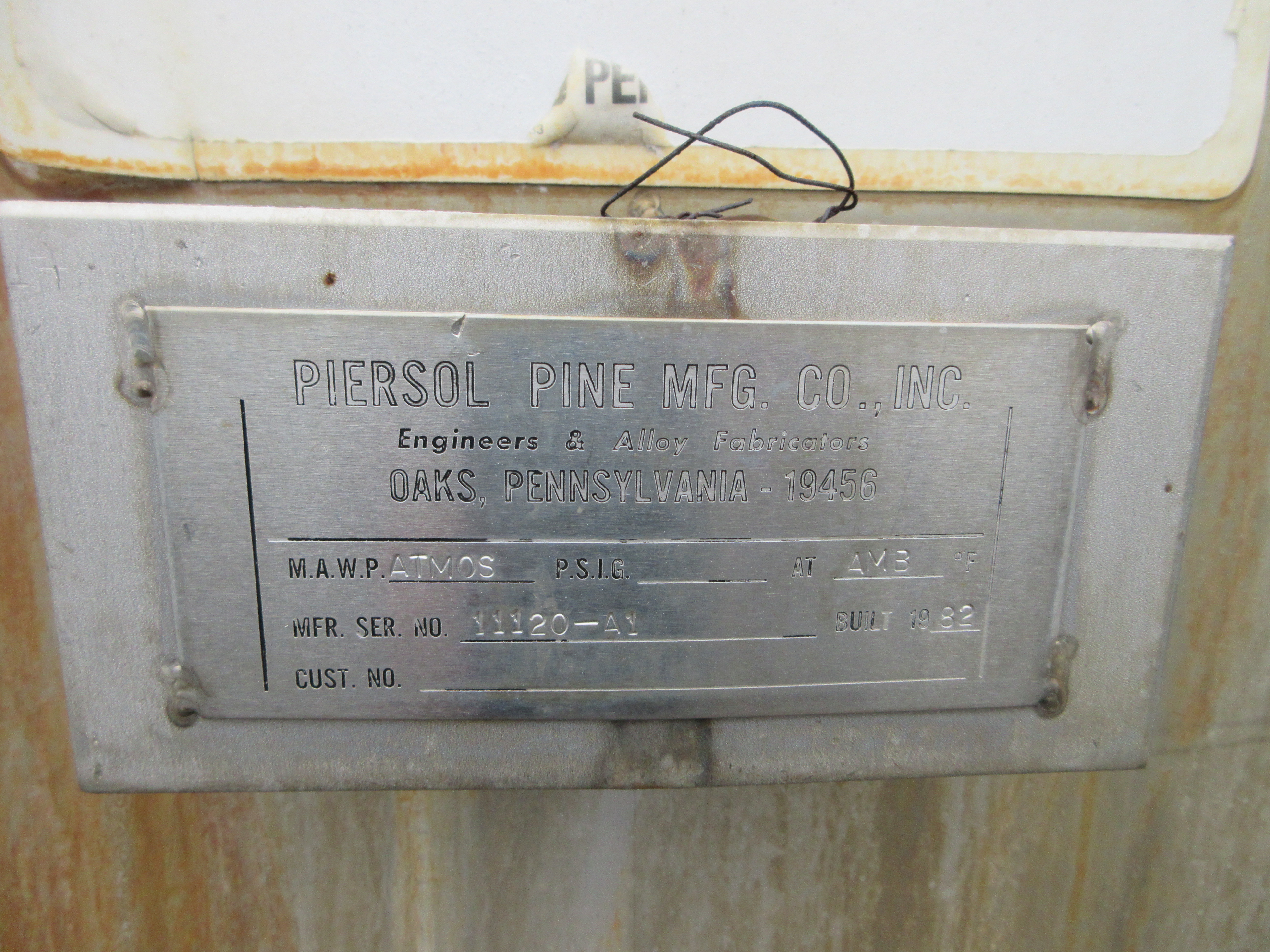 Stainless Steel 316 Piersol-Pine Tank - IPP# 246827