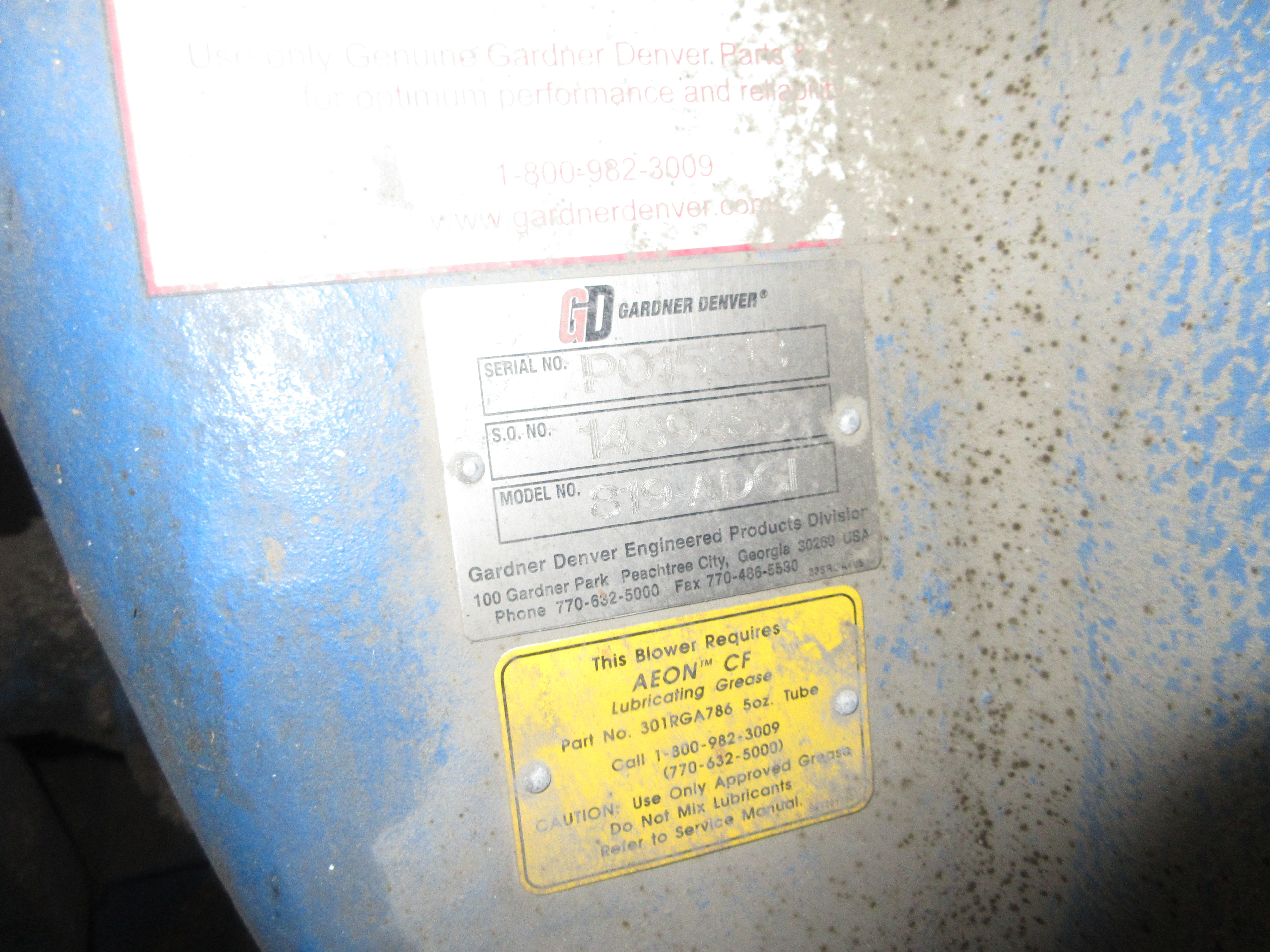 Carbon Steel Gardner Denver 819-ADE1 Blower - IPP# 246948