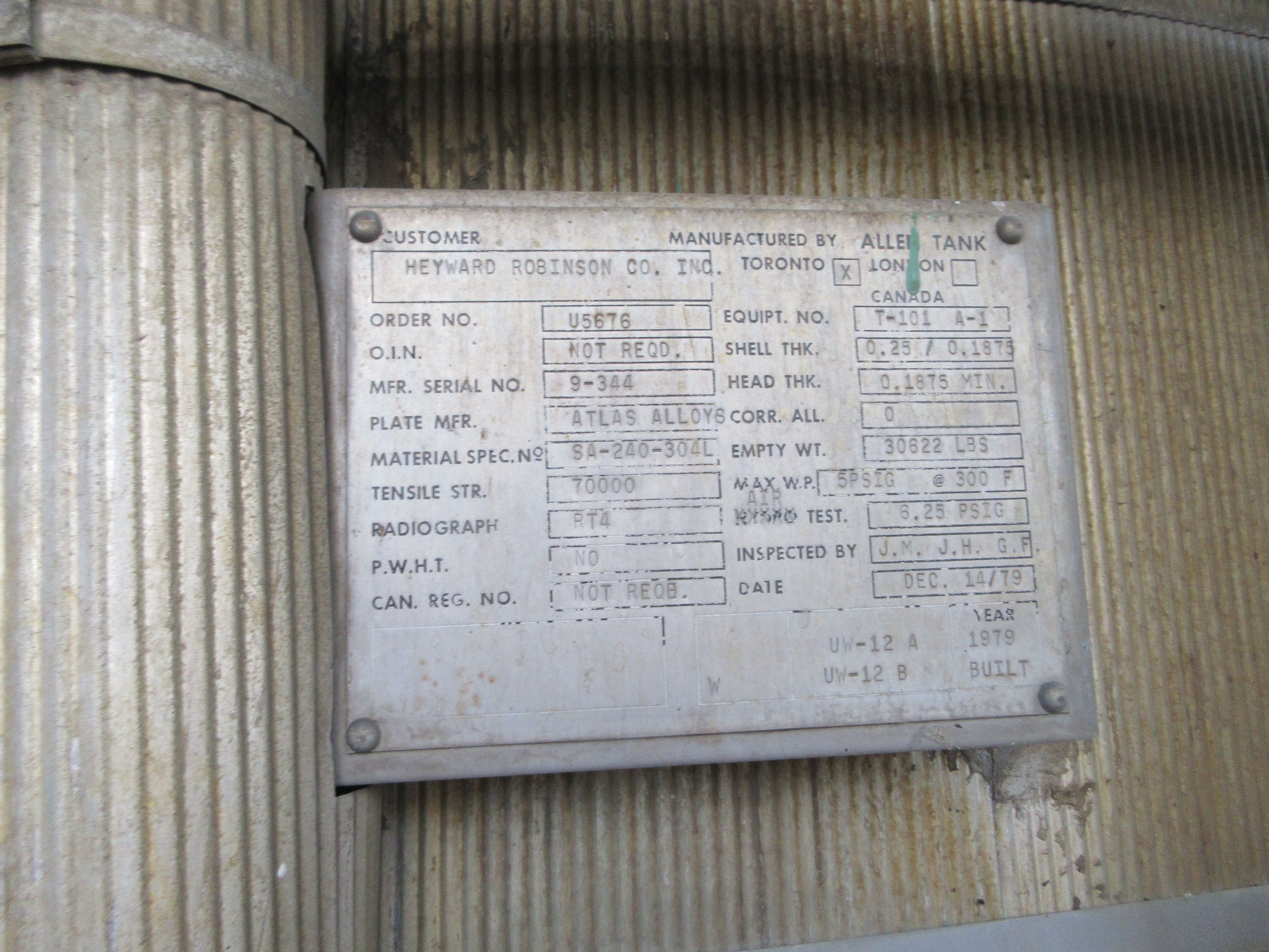  Stainless Steel 304 Tray Column 3,048 mm (120 in) For Sale - IPP# 246926