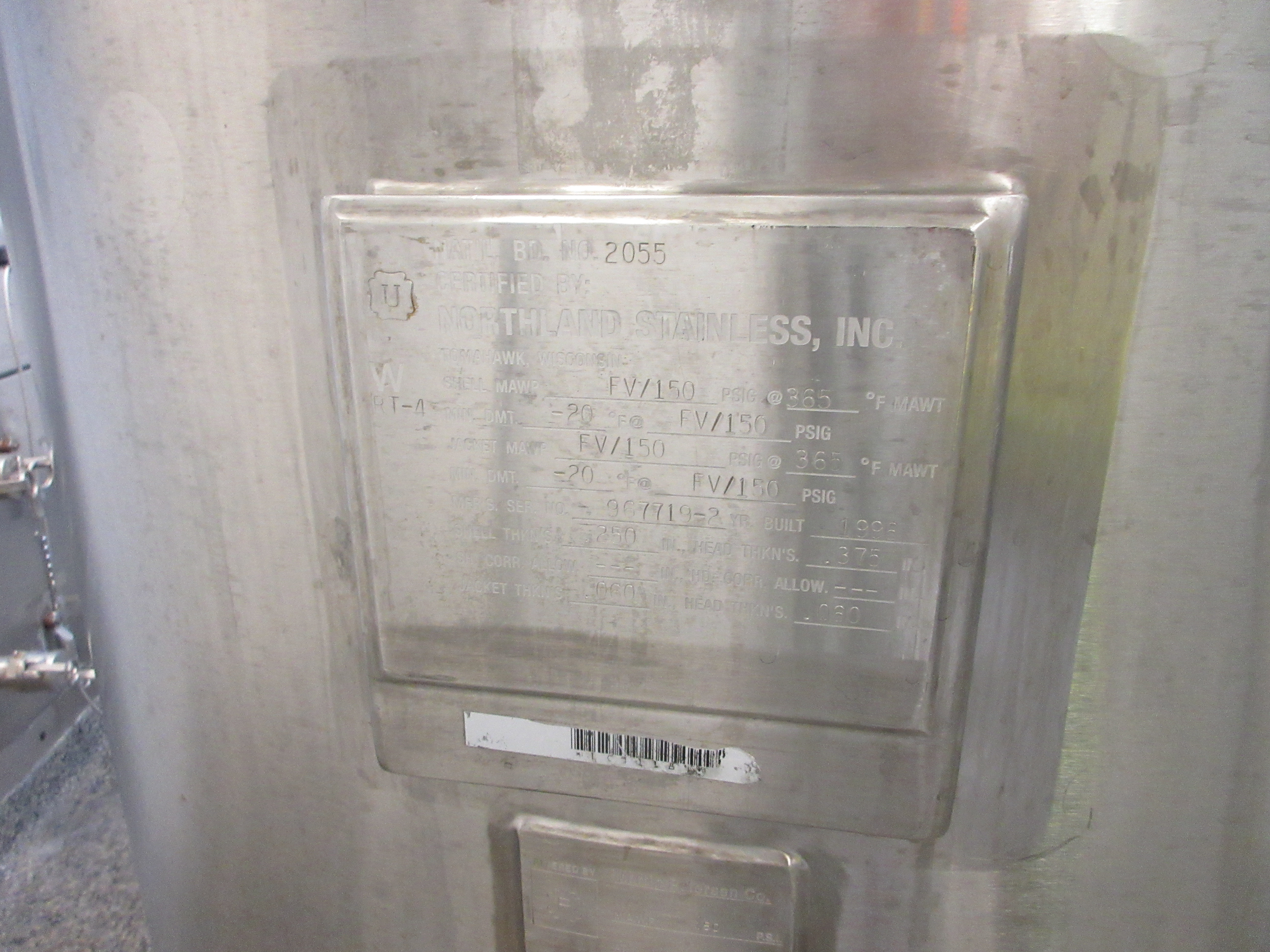 Stainless Steel 316 Northland Stainless Batch-Type Agitated Reactor - IPP# 247321