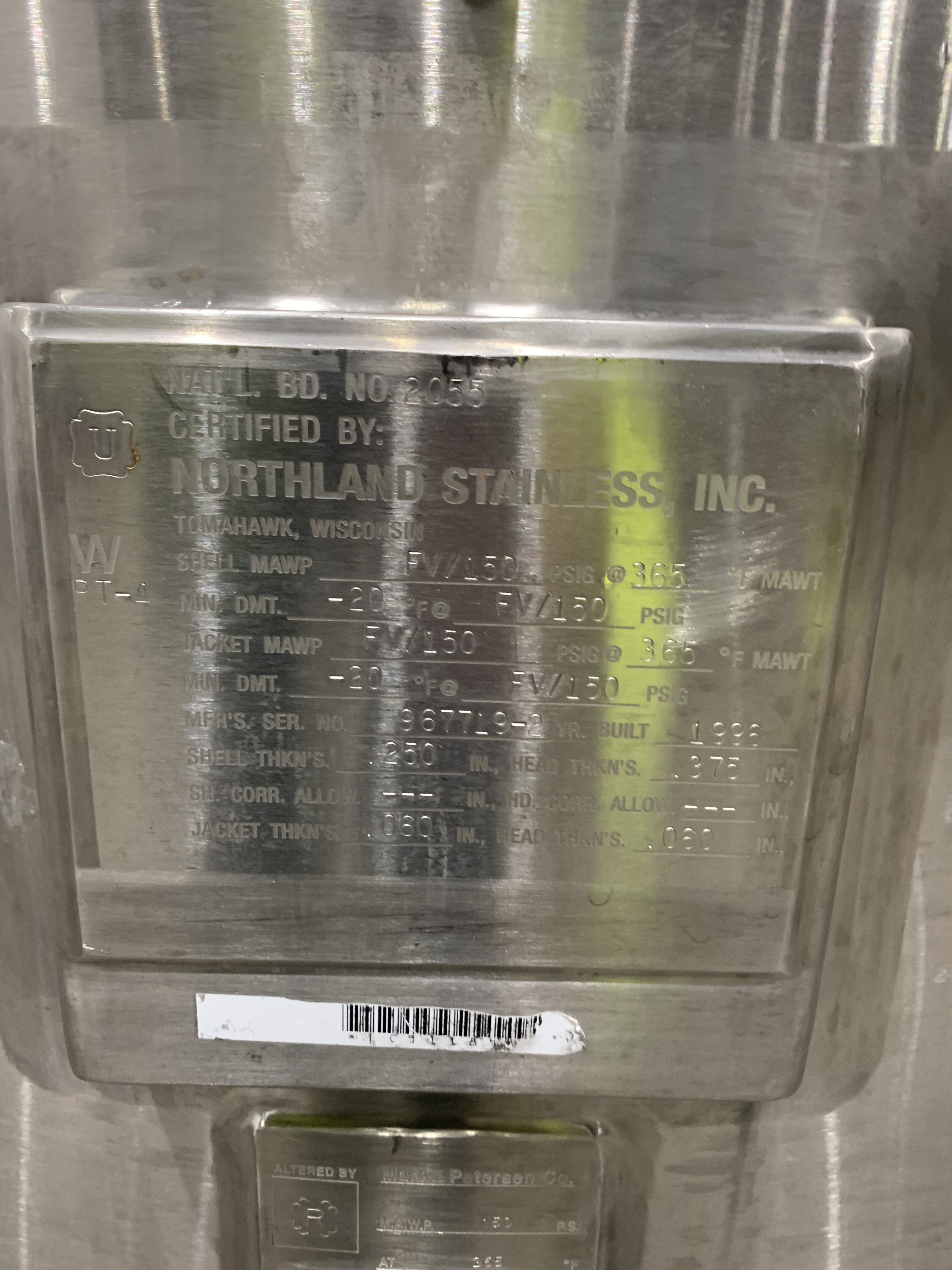 Stainless Steel 316 Northland Stainless Batch-Type Agitated Reactor - IPP# 247321