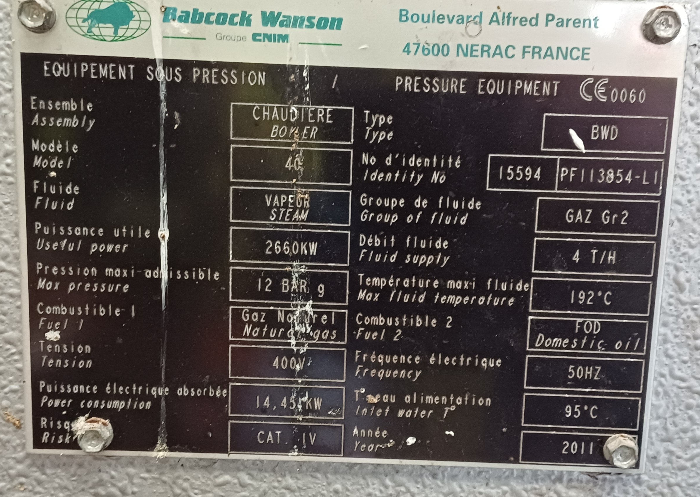 Carbon Steel  Babcock Wanson Steam Boiler - IPP# 248078