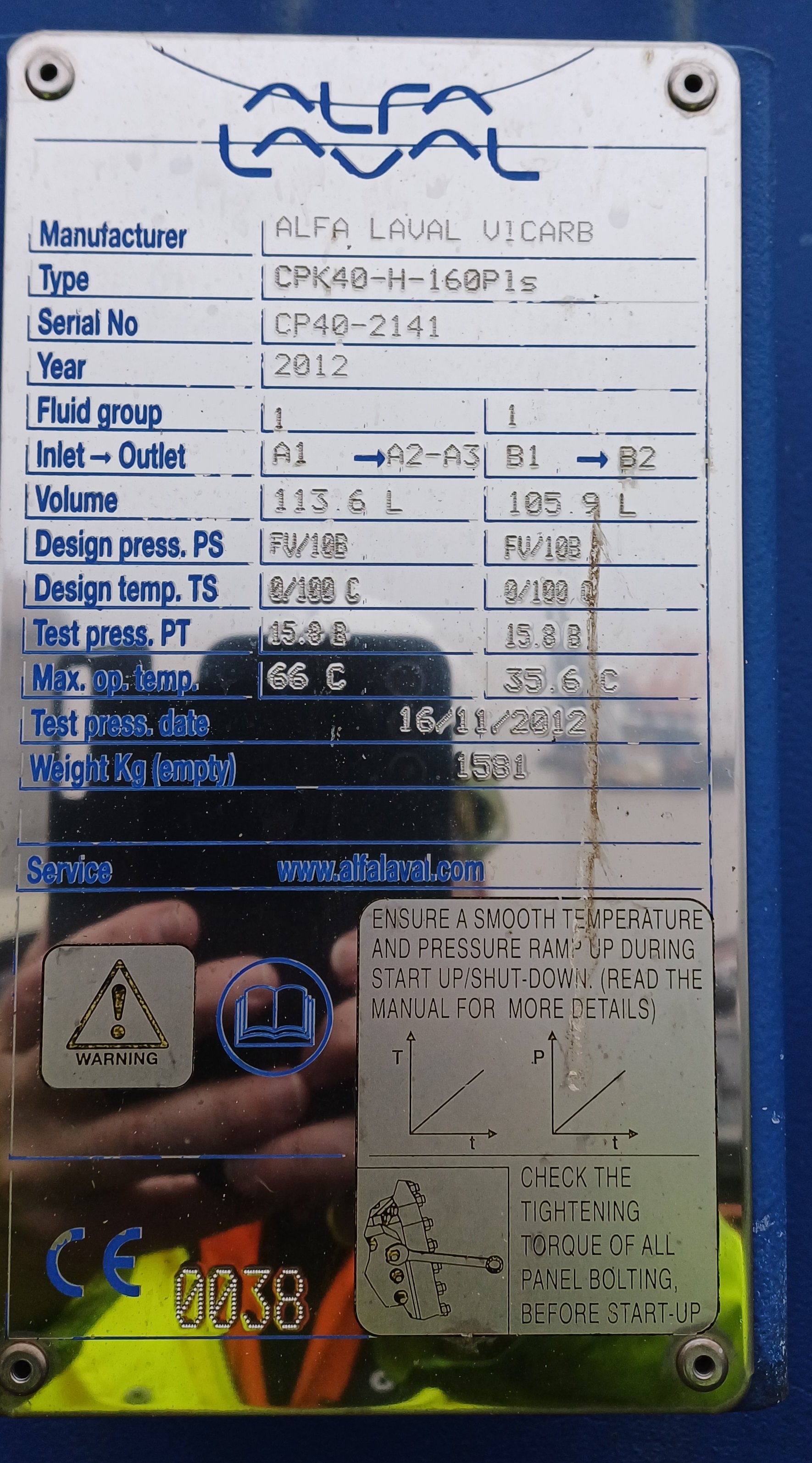 Stainless Steel 316L Alfa Laval CPK40-H-160Pls Compabloc Welded Plate Heat Exchanger - IPP# 248315