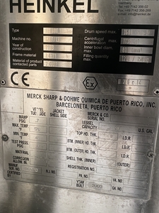 Hastelloy - C22 Heinkel HF800.1 Centrifuge-Inverting Filter - IPP# 241094