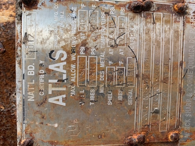 Hastelloy - C276 Atlas Industrial 20-42 BEM Shell and Tube Heat Exchanger - IPP# 241157