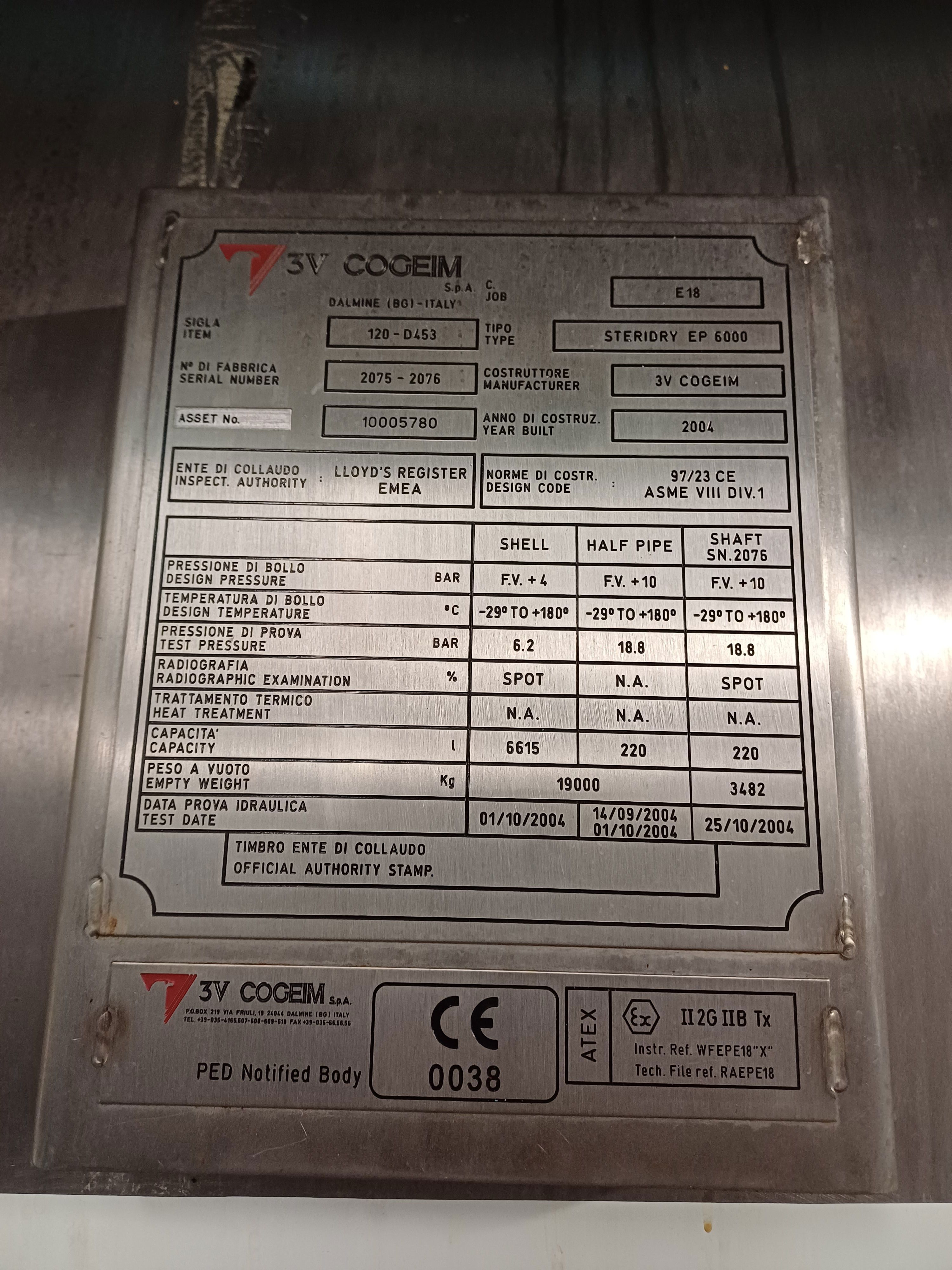 Hastelloy - C22 Highly Polished Cogeim Steridry EP 6000 Dryer-Rotary Vacuum - IPP# 242435