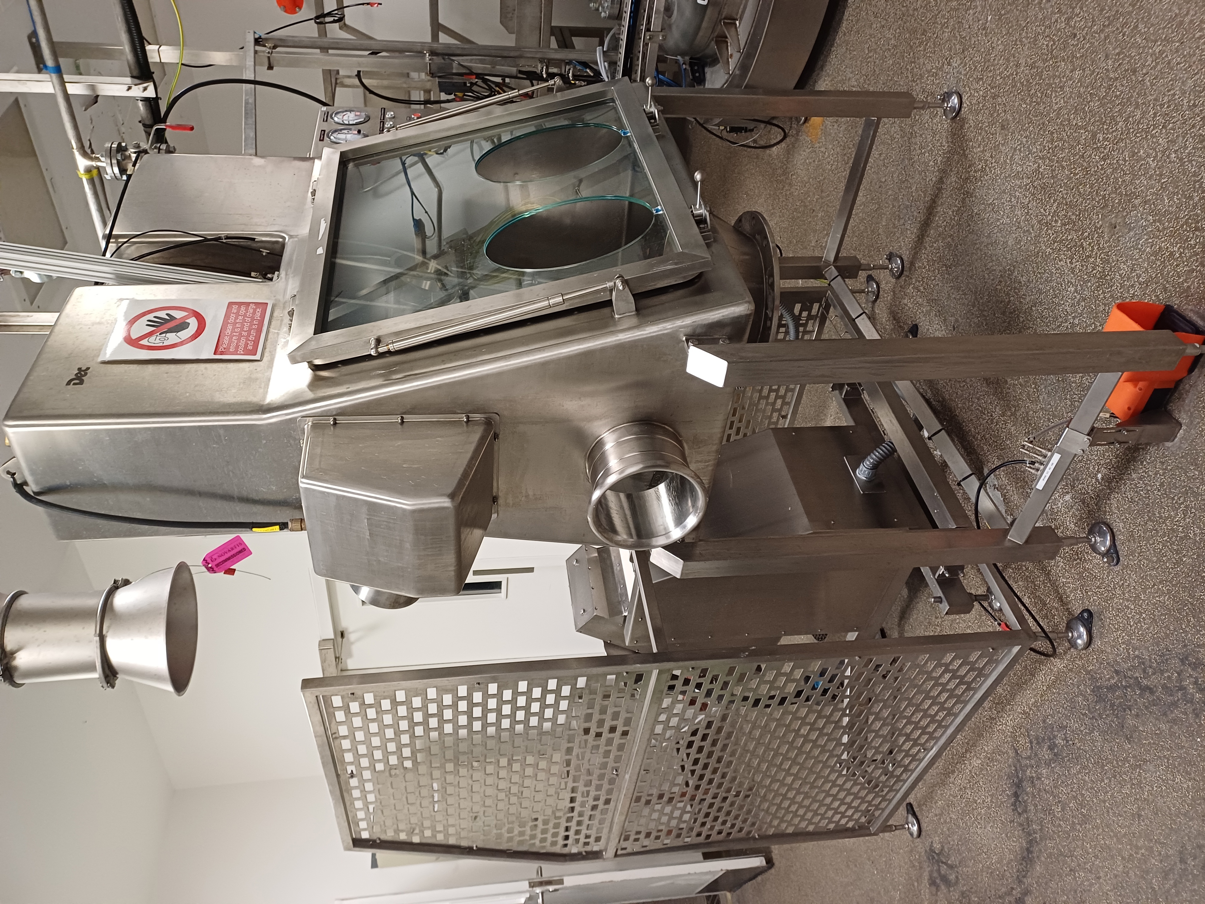 Stainless Steel 316L DEC ISOTUBE glovebox drum discharge unit with drum tipper - Pharma - IPP# 242553