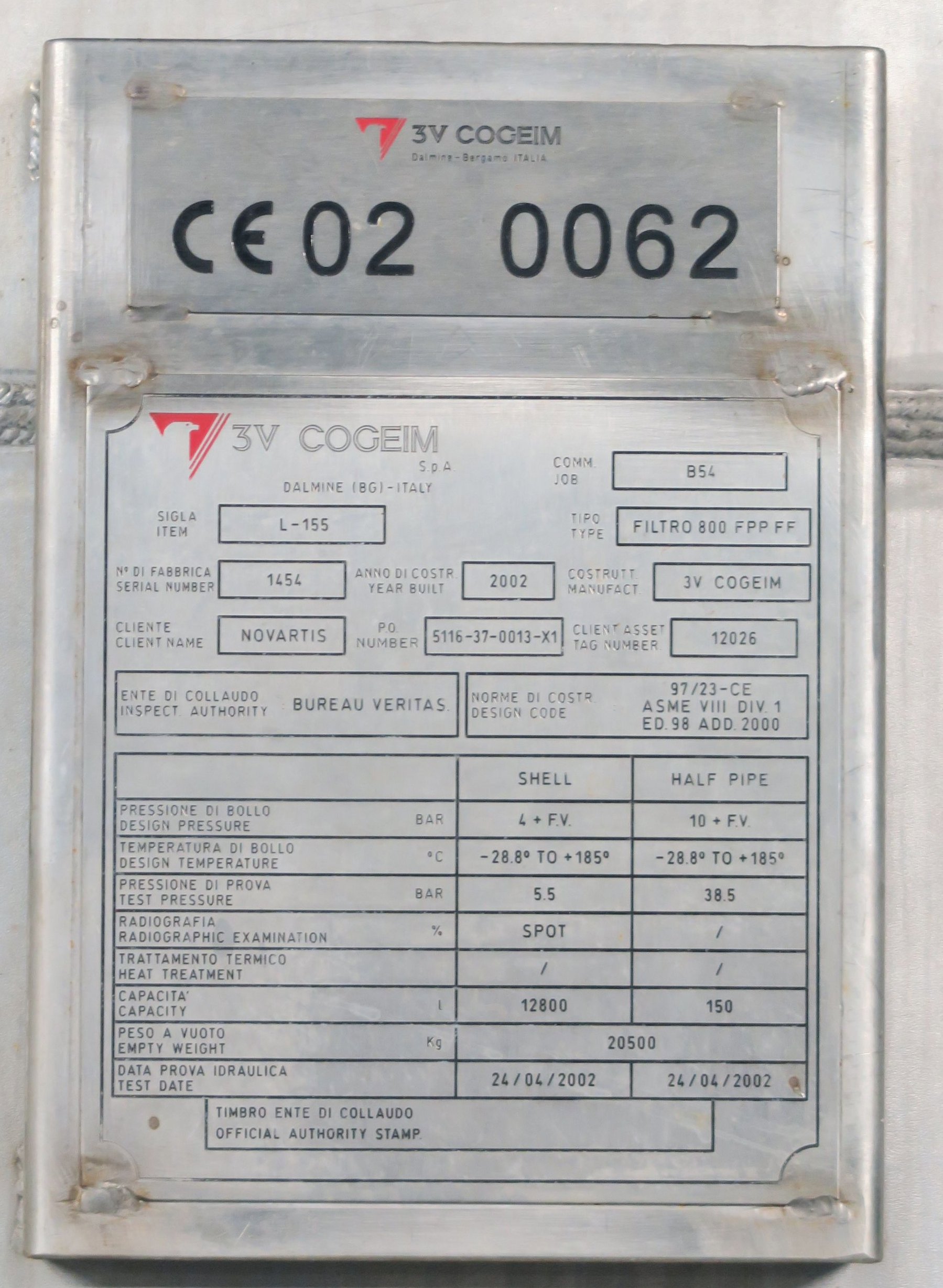 Unused Hastelloy C22 Cogeim Filtro 800 FPP FF Nutsche Filter/Dryer - IPP# 242513