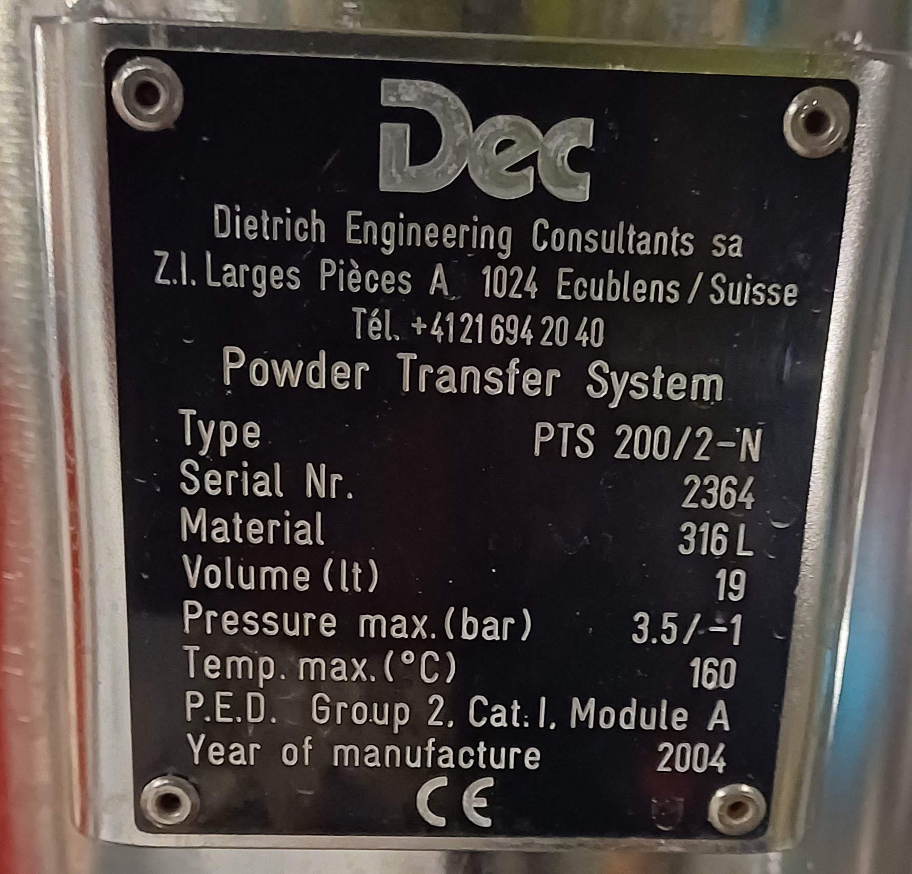 Stainless Steel 316L highly polished DEC Twin Powder Transfer system - Pharma - IPP# 242852