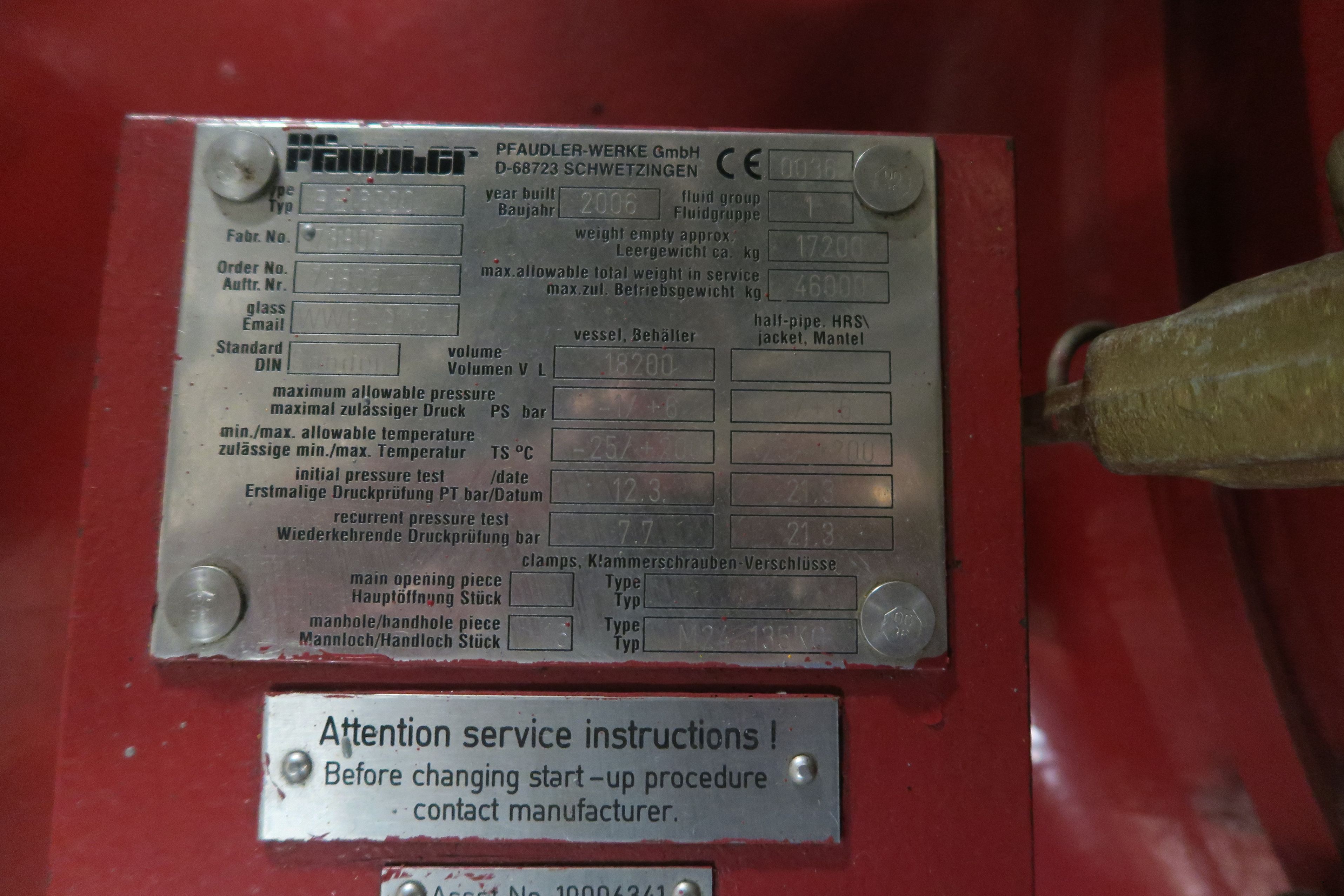 Glasslined Pfaudler BE Batch-Type Agitated Reactor - IPP# 243120