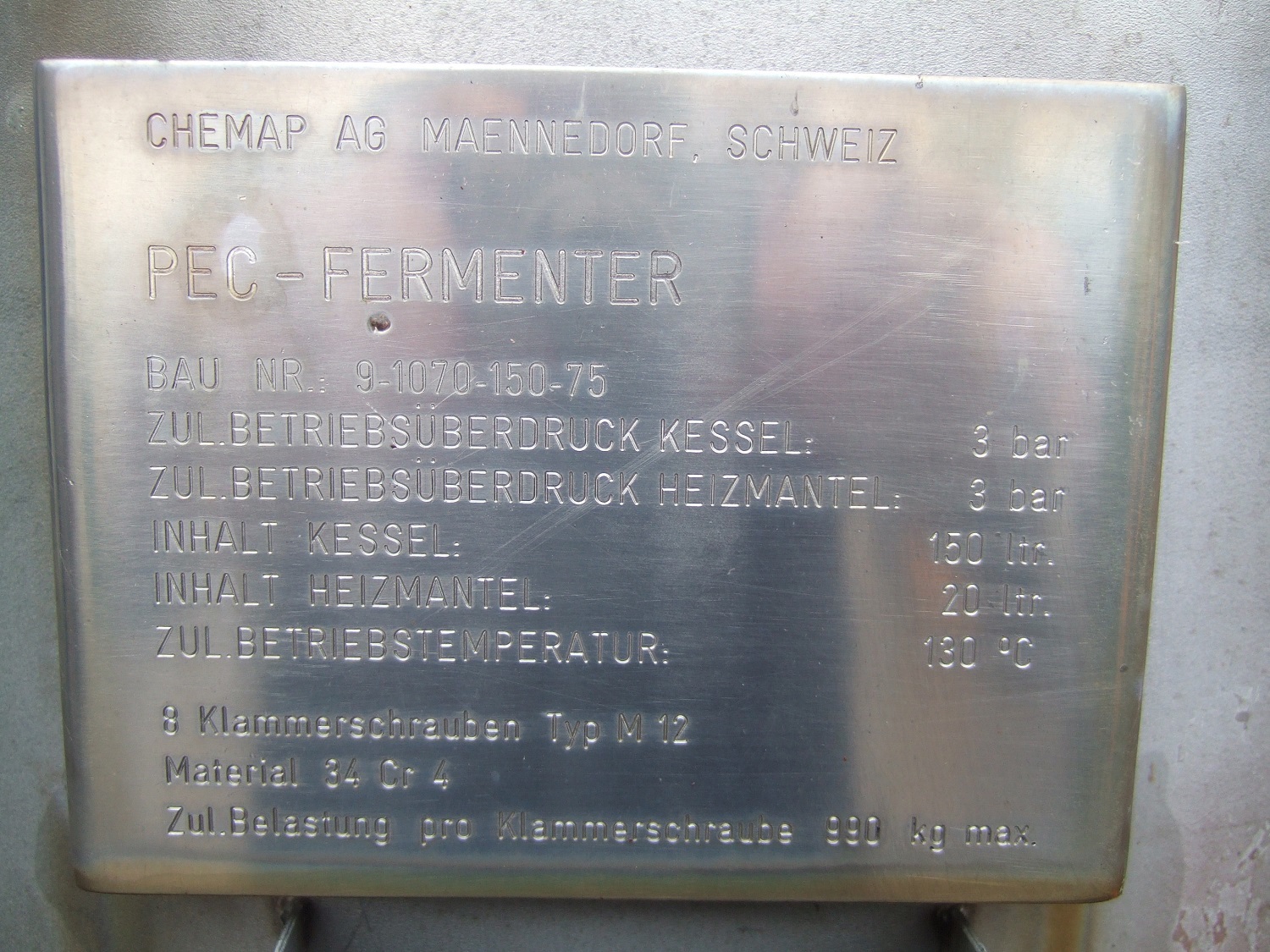 Stainless Steel Other Chemap AG (Swiss) PEC-Fermenter Fermenter - IPP# 45489