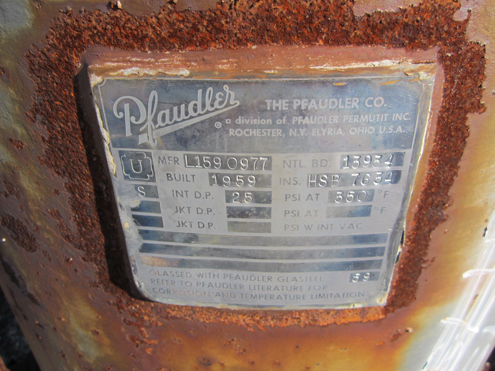 Glasslined Pfaudler  Tank - IPP# 49675