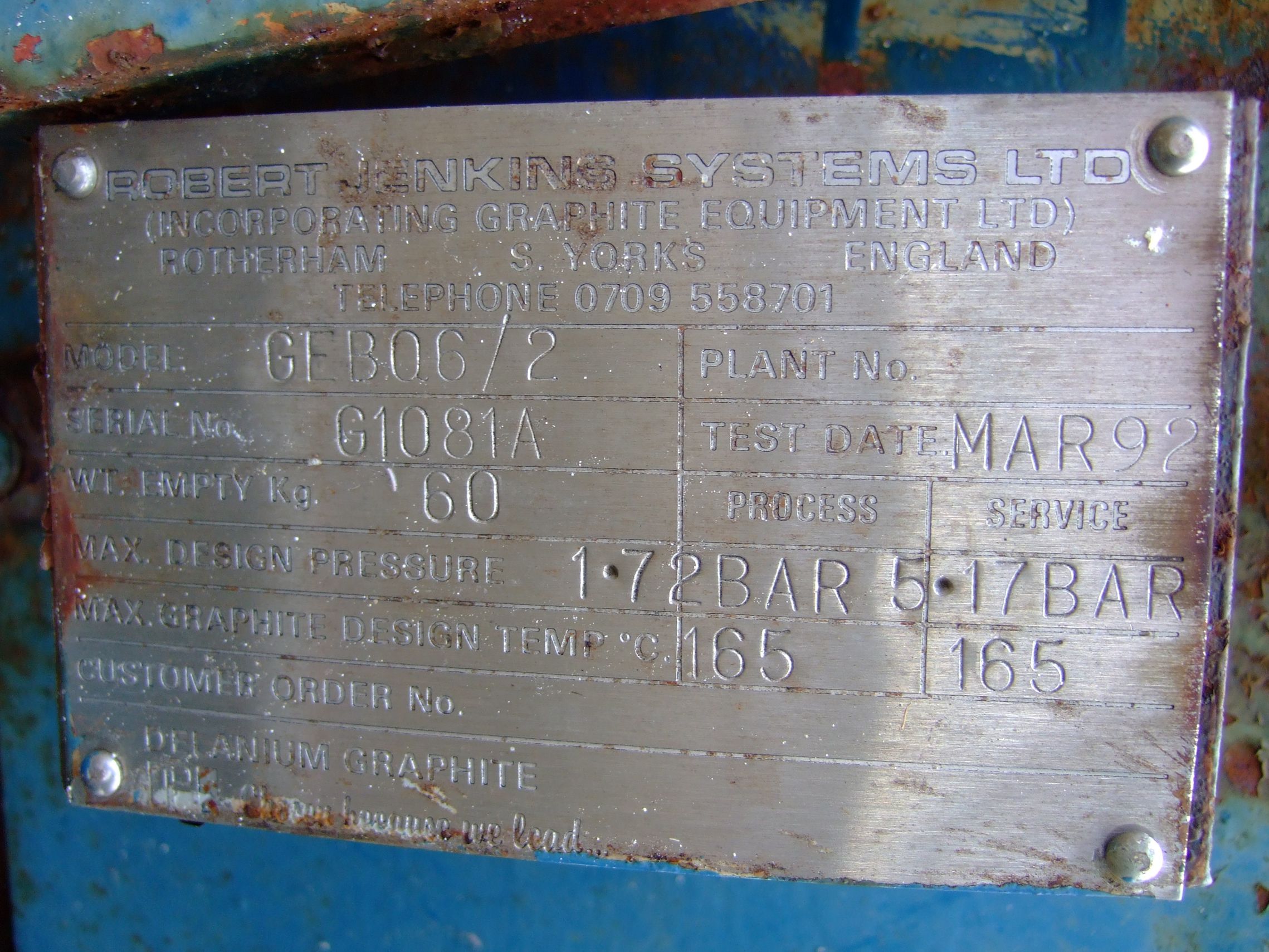  Graphite Block Heat Exchanger 0.8 m² (8.6 ft²) For Sale - IPP# 704441