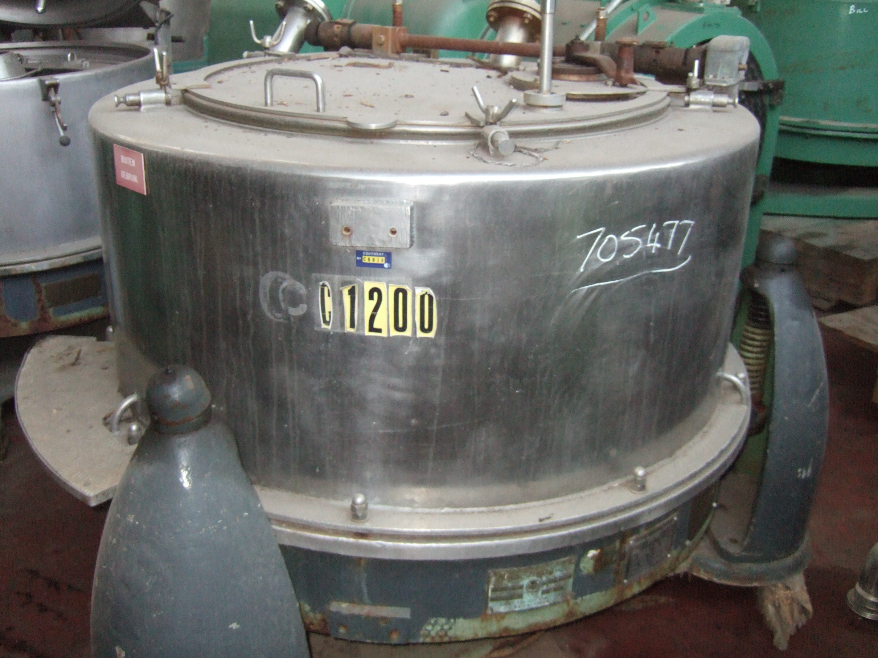  Stainless Steel Austenitic Manual Discharge-Top Centrifuge-Basket 1,200 mm (47.2 in) For Sale - IPP# 705477