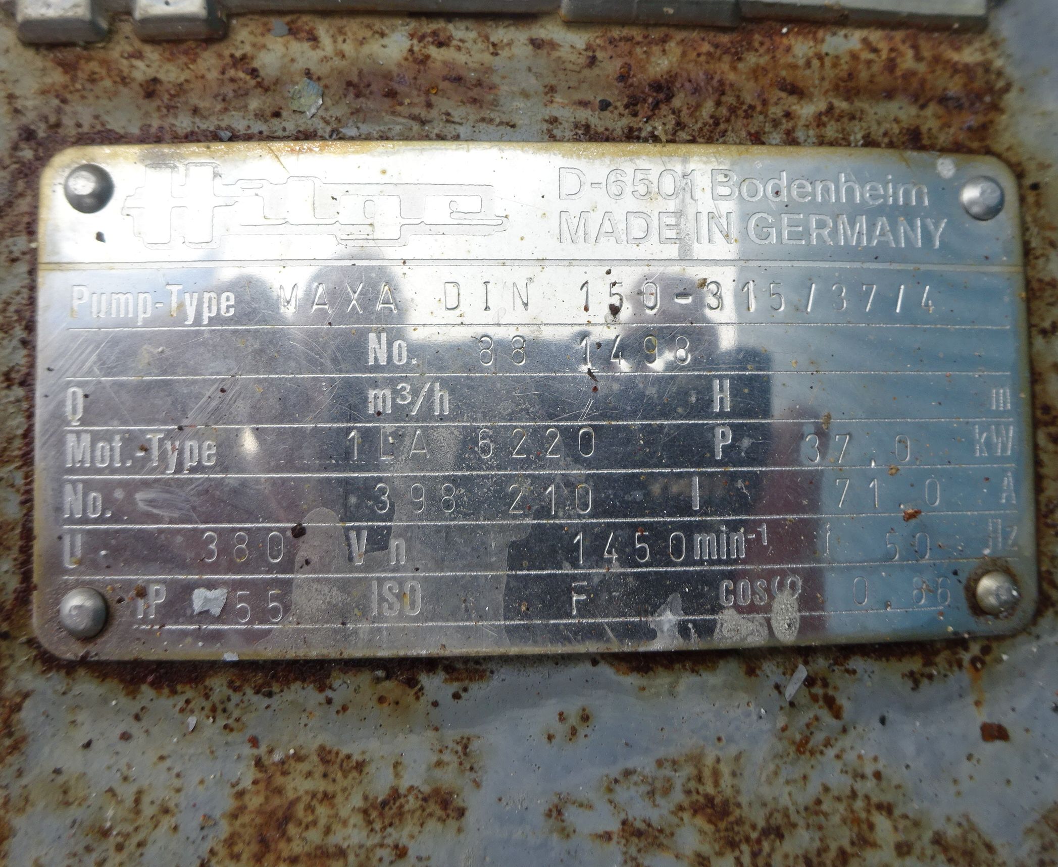 Centrifugal Pump 224.9 m3/h (990 GPM) Stainless Steel 316 For Sale - IPP# 705887