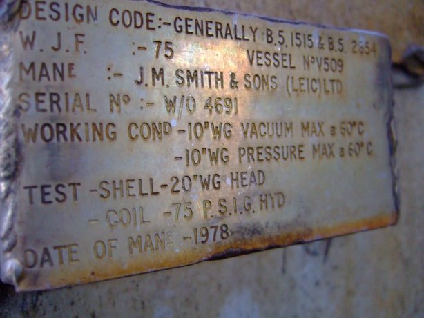 Stainless Steel 316 J.M. Smith & Sons ltd  Tank - IPP# 706584