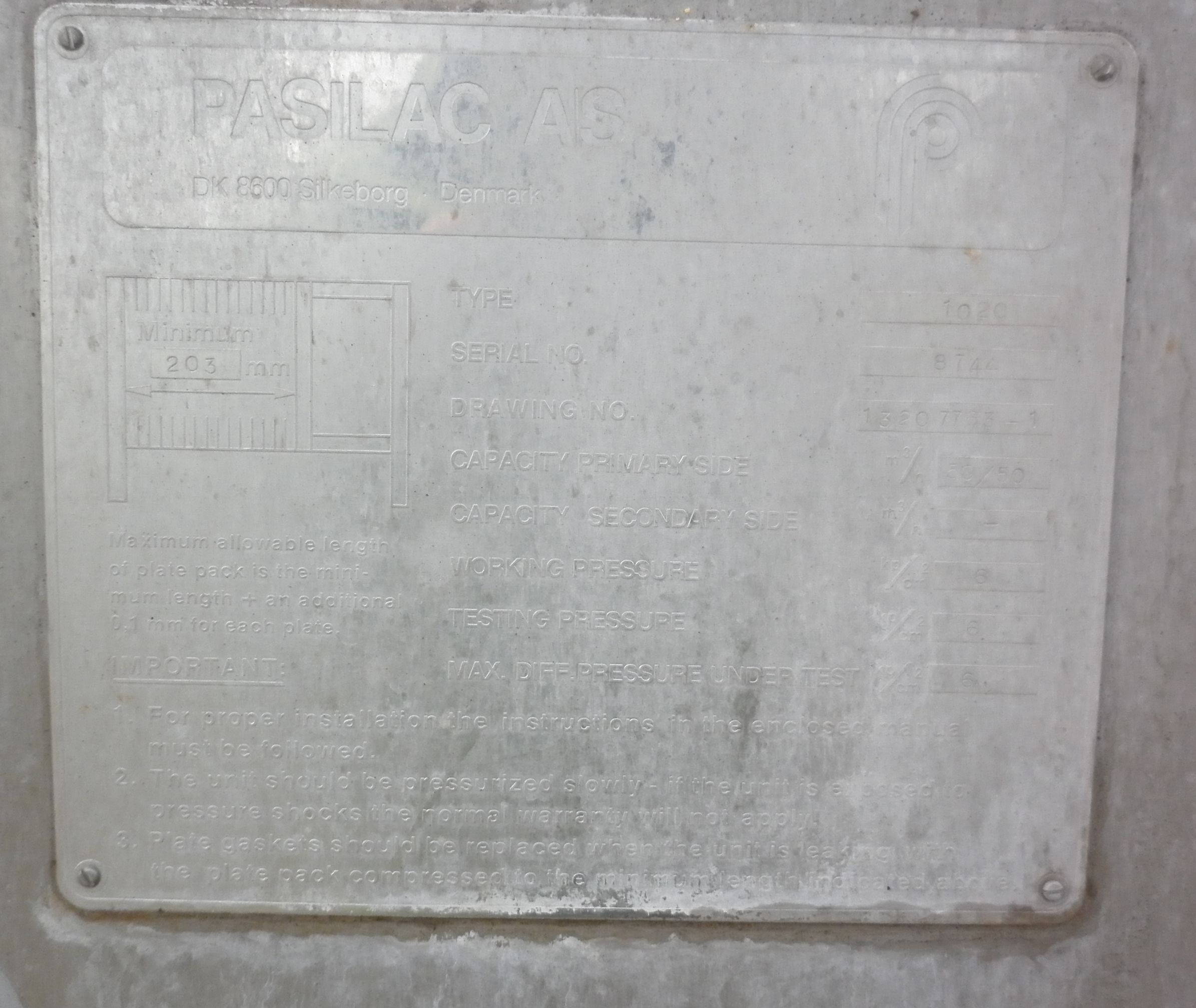 Plate and Frame Heat Exchanger 7 m² (75.3 ft²) Stainless Steel 304 For Sale - IPP# 706502