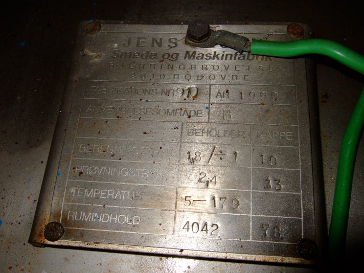 Stainless Steel 316 JENS OLSEN  Tank - IPP# 706769