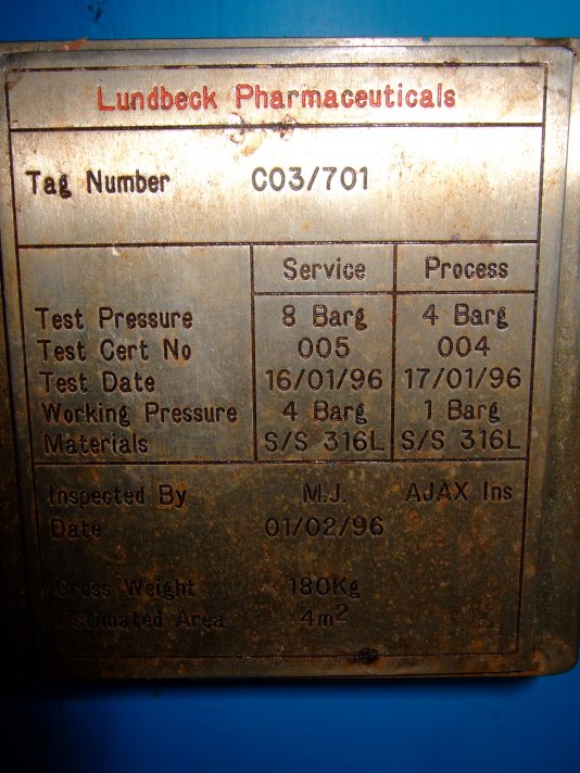 Stainless Steel 316L Alfa Laval Spiral Heat Exchanger - IPP# 706770