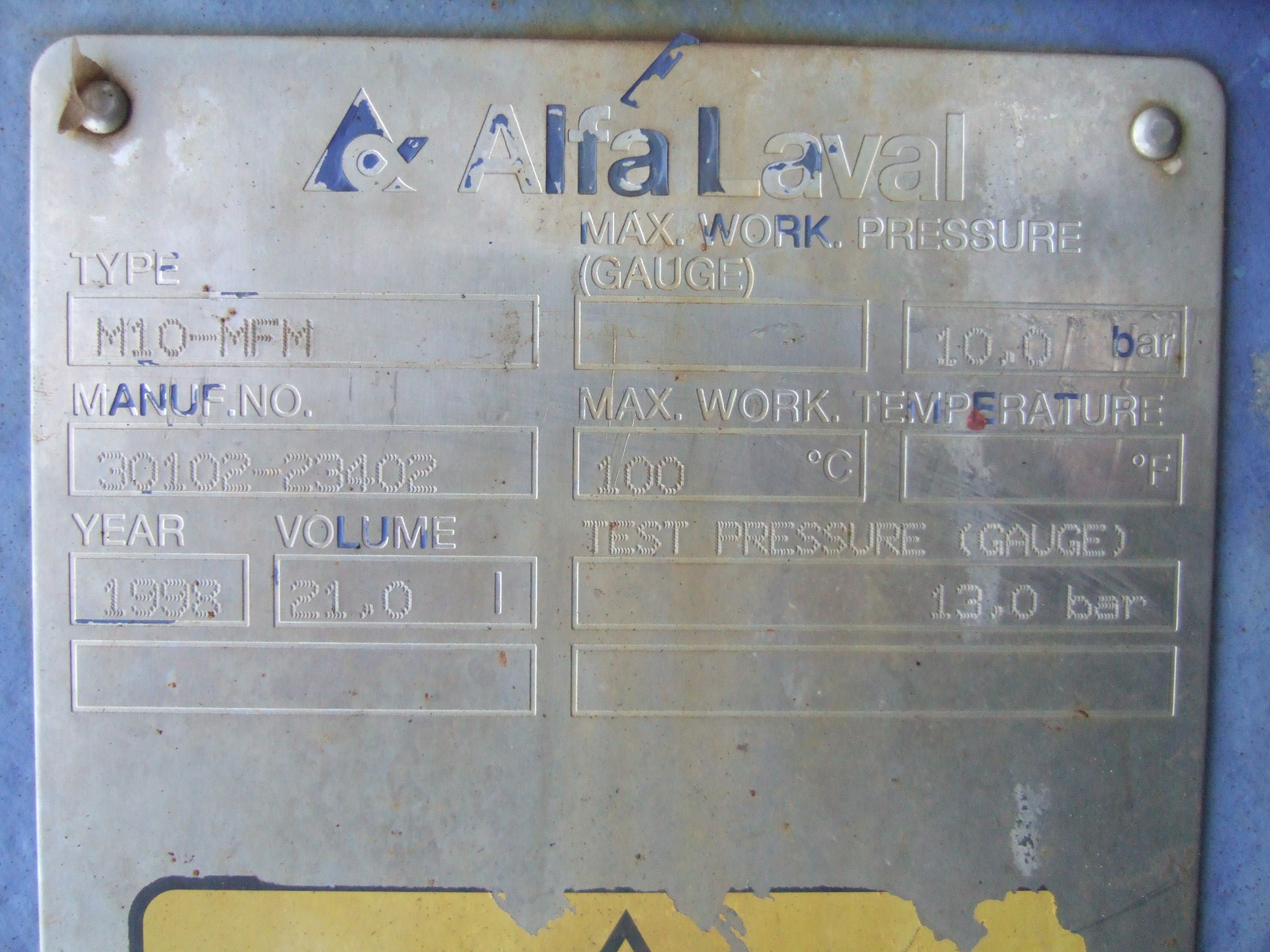 Stainless Steel 316 Alfa Laval M10/MFM Plate and Frame Heat Exchanger - IPP# 706711