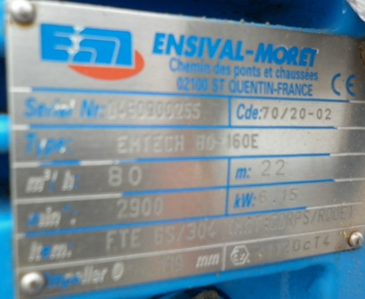 Unused Cast Iron Ensival-Moret Emtech 80-160E Centrifugal Pump - IPP# 706841
