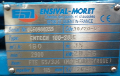 Carbon Steel Ensival-Moret EMTECH 100-200E Centrifugal Pump - IPP# 706852