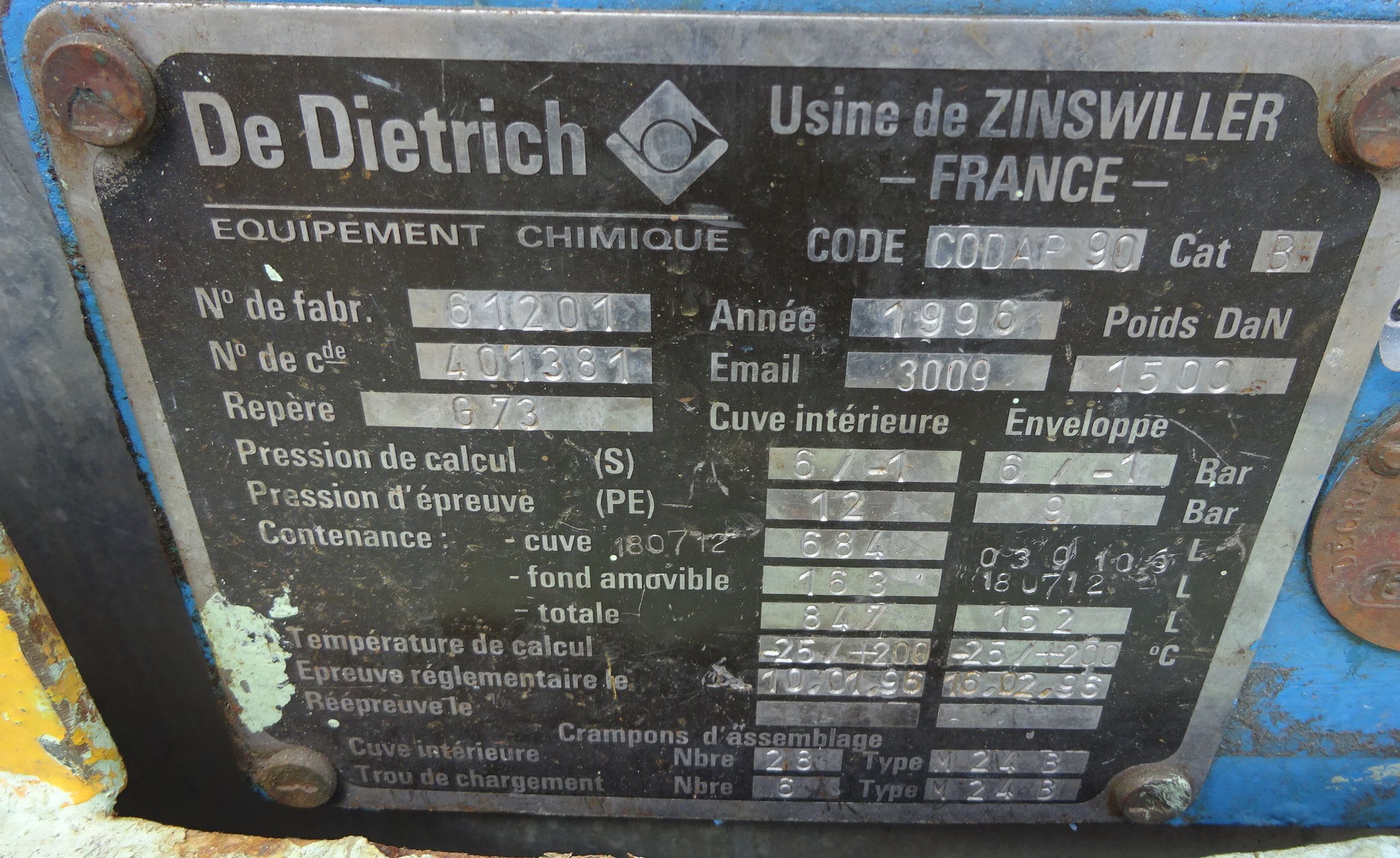 Glasslined DeDietrich AE Batch-Type Agitated Reactor - IPP# 706863