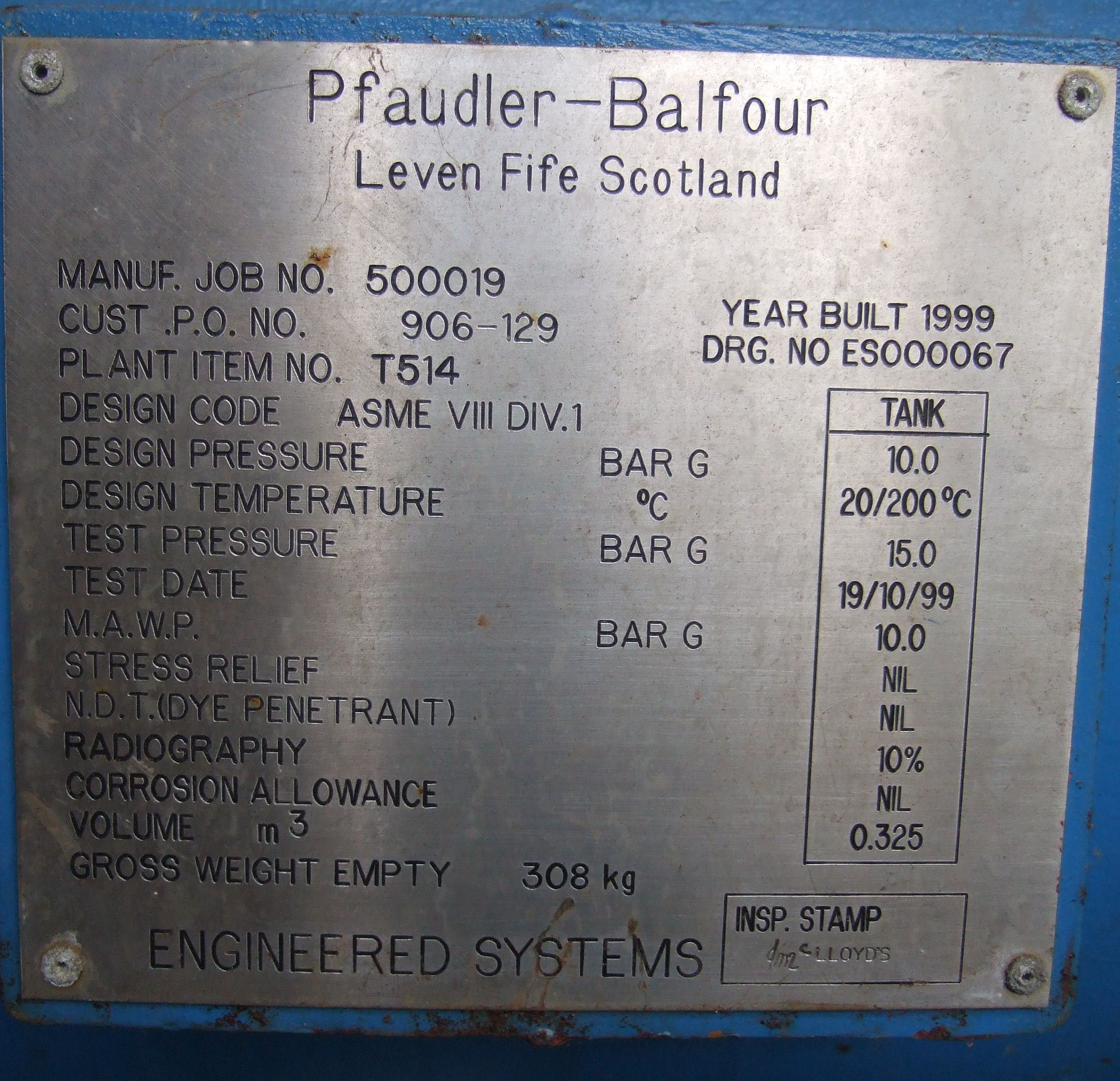 Pfaudler Thermal Fluid Loop System - IPP# 706824