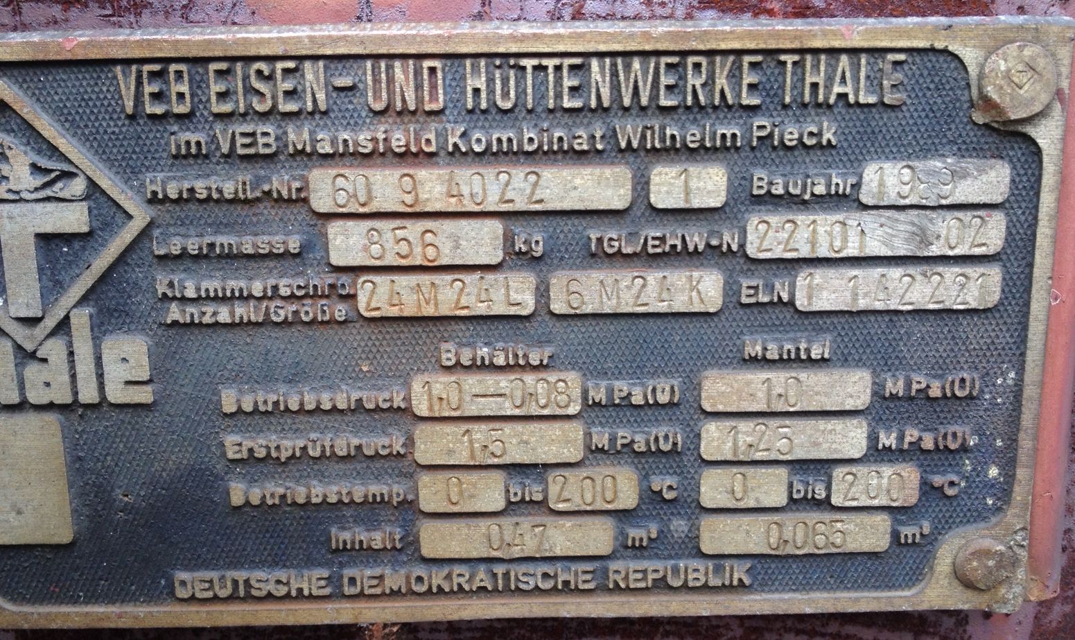 Unused Glasslined Thale (Germany) C0.25/1e-2D-1-1/GN680 Batch Type Body Only Reactor - IPP# 76567