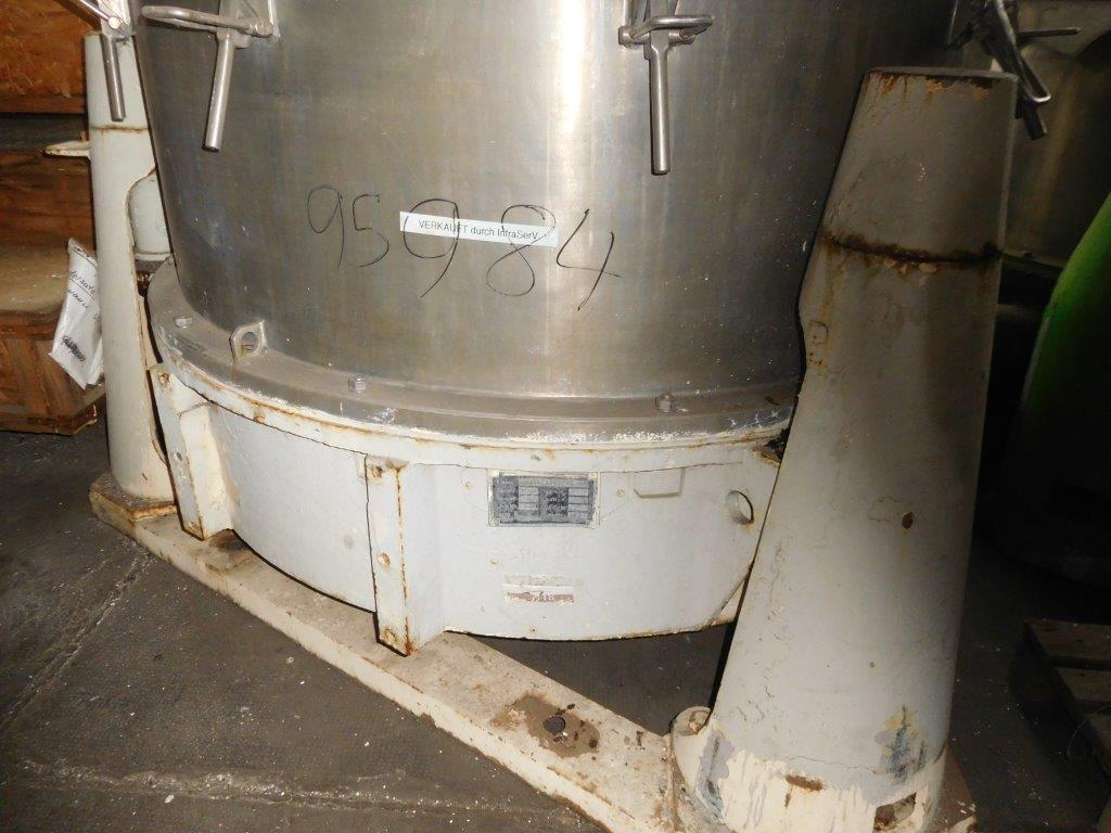  Stainless Steel Austenitic Manual Discharge-Top Centrifuge-Basket 1,250 mm (49.2 in) For Sale - IPP# 95984