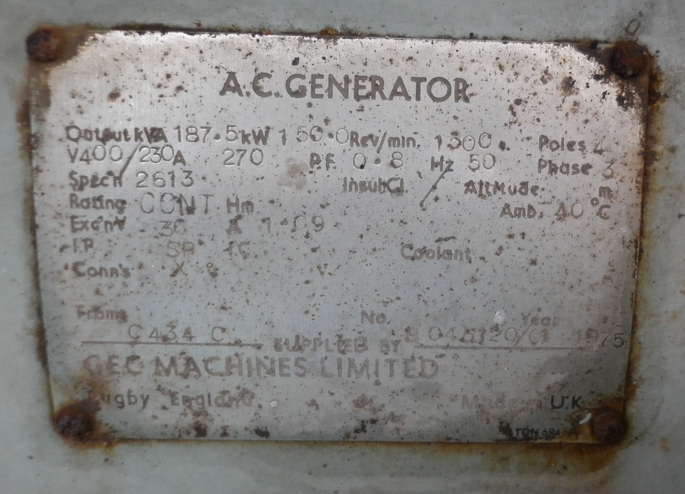  Carbon Steel  Power Generator 0.19 MW For Sale - IPP# 98869